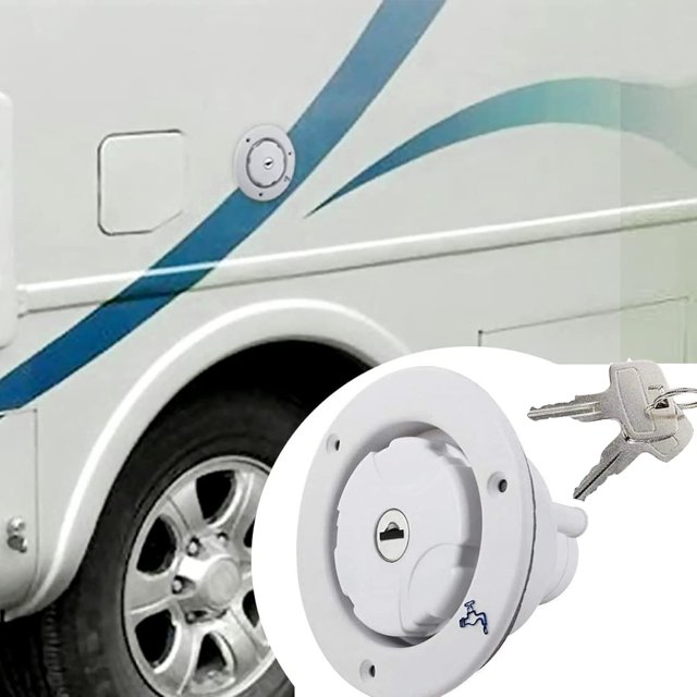 Tapa de llenado de entrada de agua impermeable para caravana RV con llaves de bloqueo