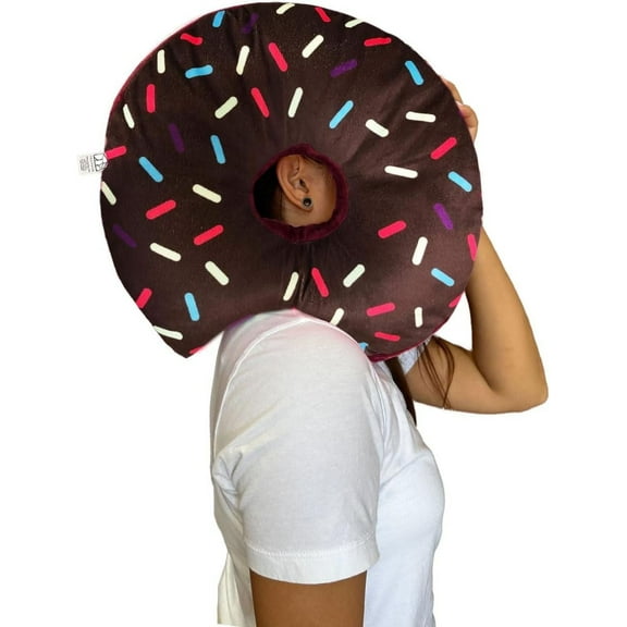 TRUYOND Donut Plush Pillow Stuffed Cushion Soft Toy Decor Gift, 14 Inches (Brown Chocolate)