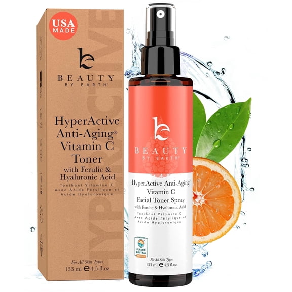 Beauty by Earth Vitamin C Face Toner - USA Made with Natural and Organic Ingredients, Hydrating Anti-aging Facial Spray, 4.5 fl. oz