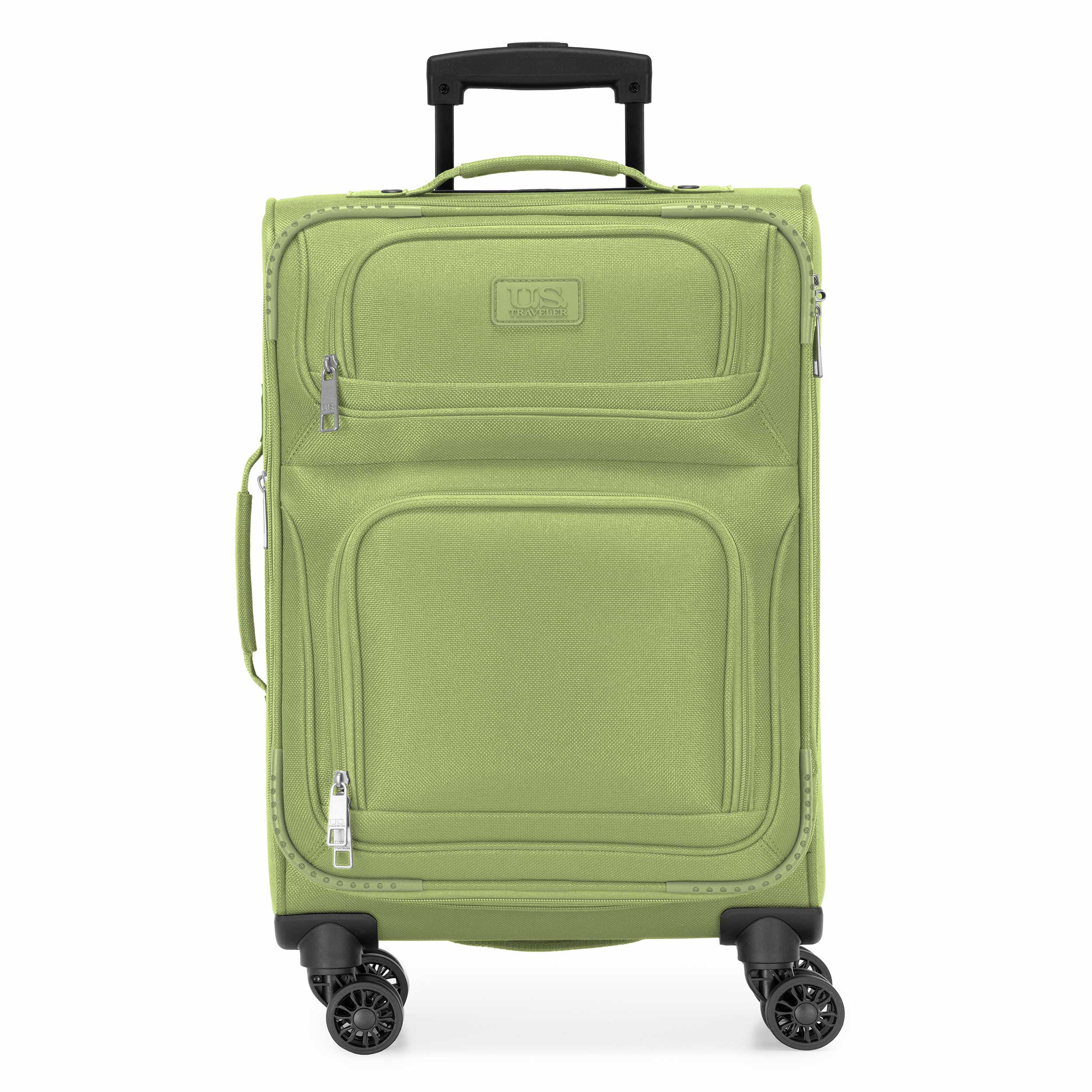 U.S. Traveler Rio 2-Piece Expandable Softside Carry-on Luggage Set - Spinner Wheels, TSA-Approved, Tote Bag, Lightweight Travel Suitcase, Light Green (22/14)