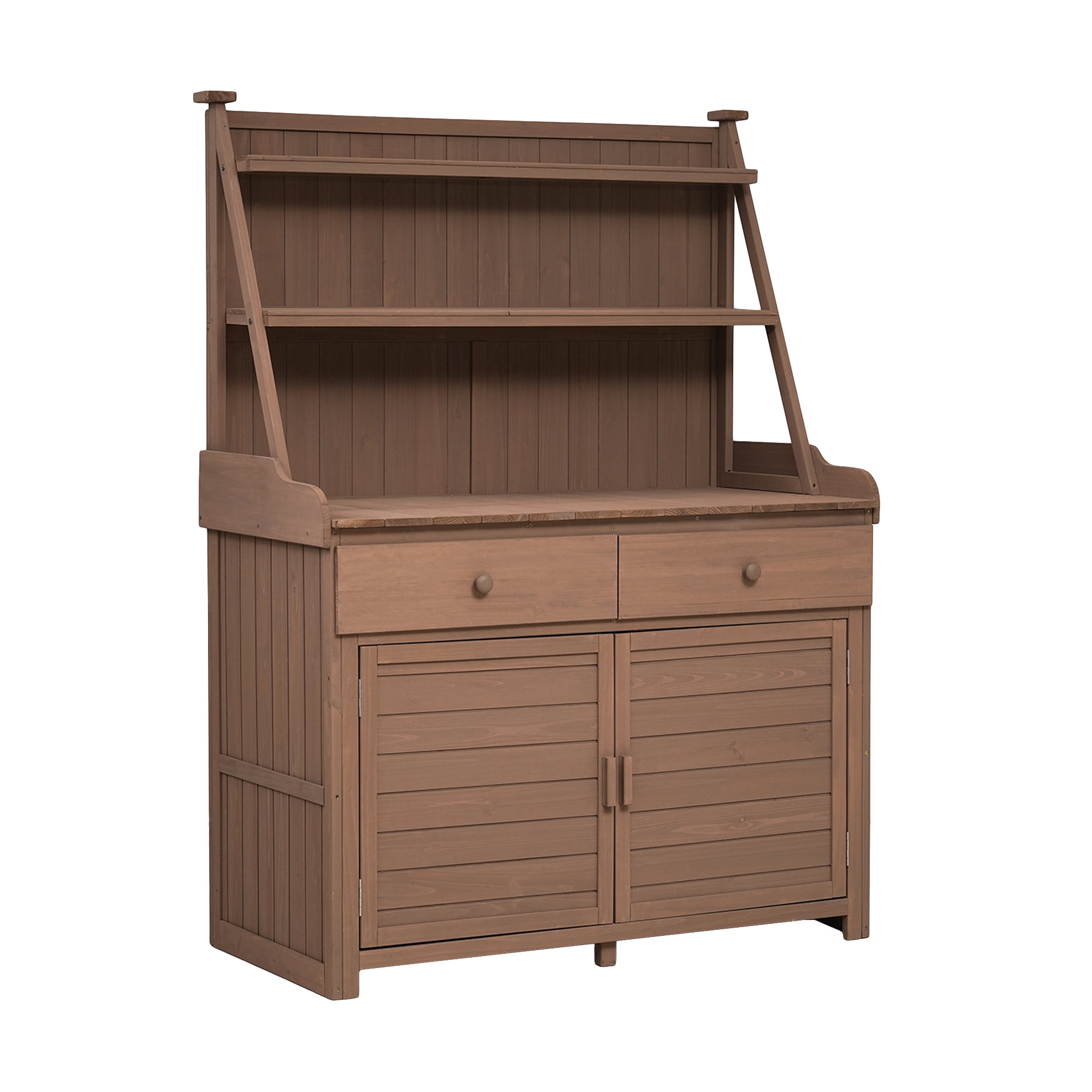 MAYEERTY 65" Garden Potting Bench Table – Rustic Fir Wood Workstation with Storage Shelf, Drawers, and Cabinet