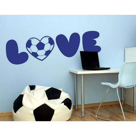 Soccer Love Wall Decal - wall decal, sticker, mural vinyl art home decor - 4752 - Brown, 22in x 24in