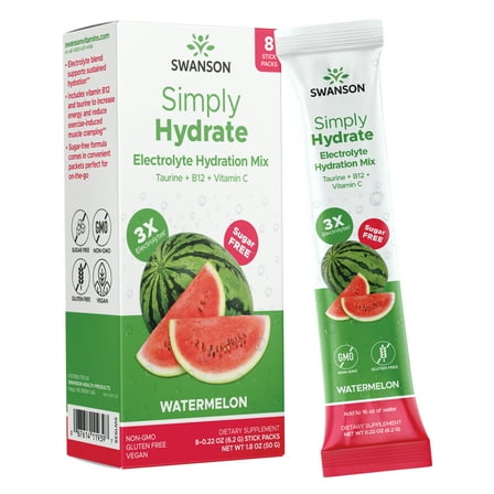 Swanson Simply Hydrate Electrolyte Hydration Mix - Watermelon 8 Pkts