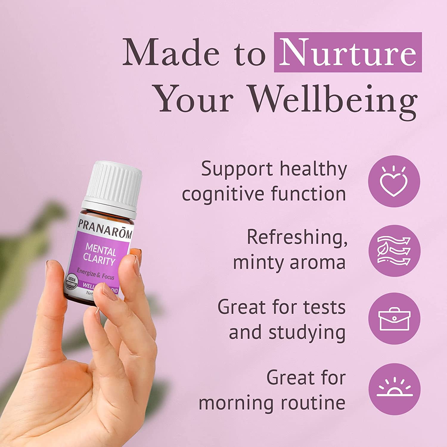 Pranarom - Mental Clarity Essential Oil Blend (15ml) - Peppermint, Lemon, Grapefruit, & Lavender - 100% Pure Essential Oil for Diffusing, Relaxation, and Focus | USDA and ECOCERT Certified Organic