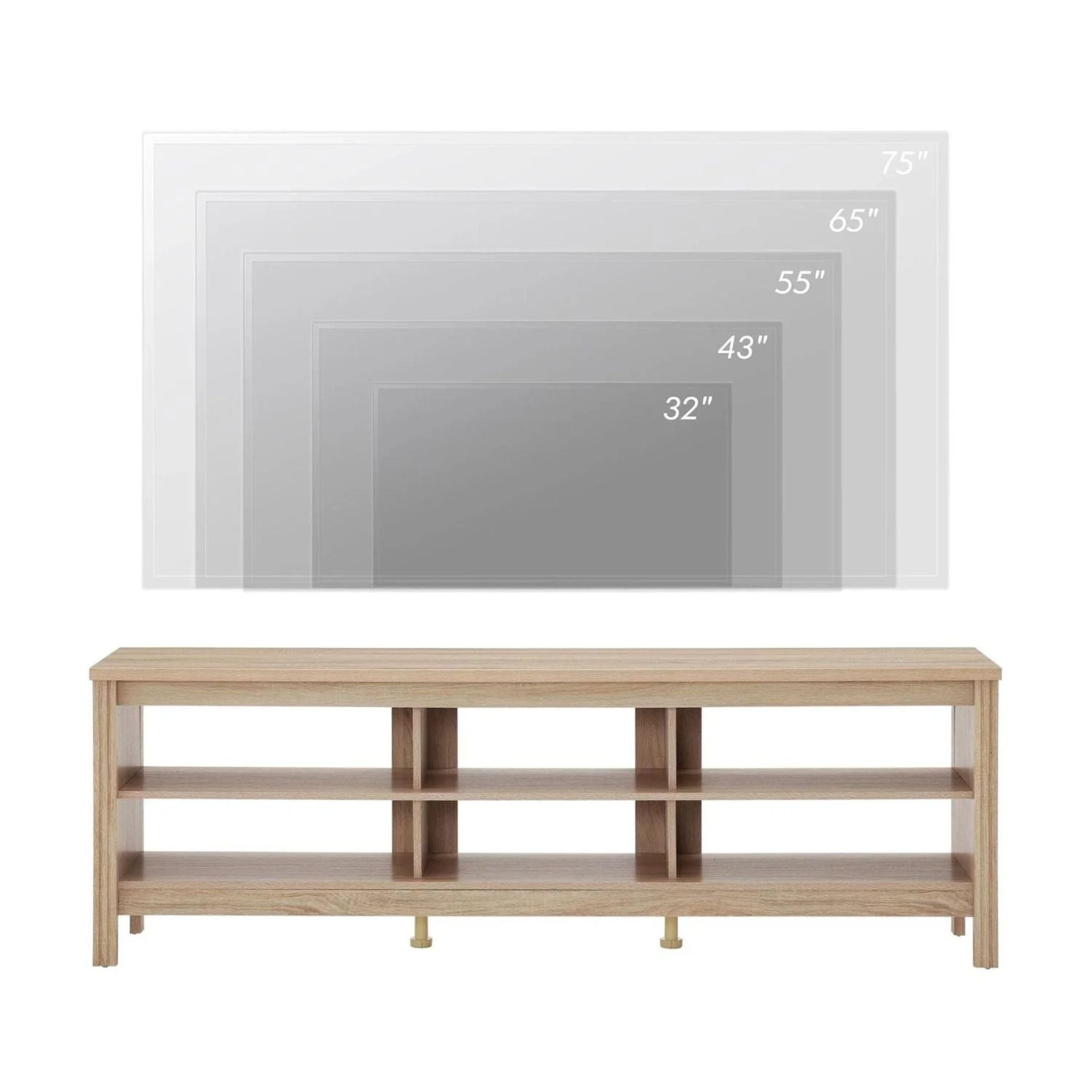 FITUEYES 70" TV Stands for TVs Up to 75 Inch, Entertainment Center TV Console for Living Room and Bedroom, Oak