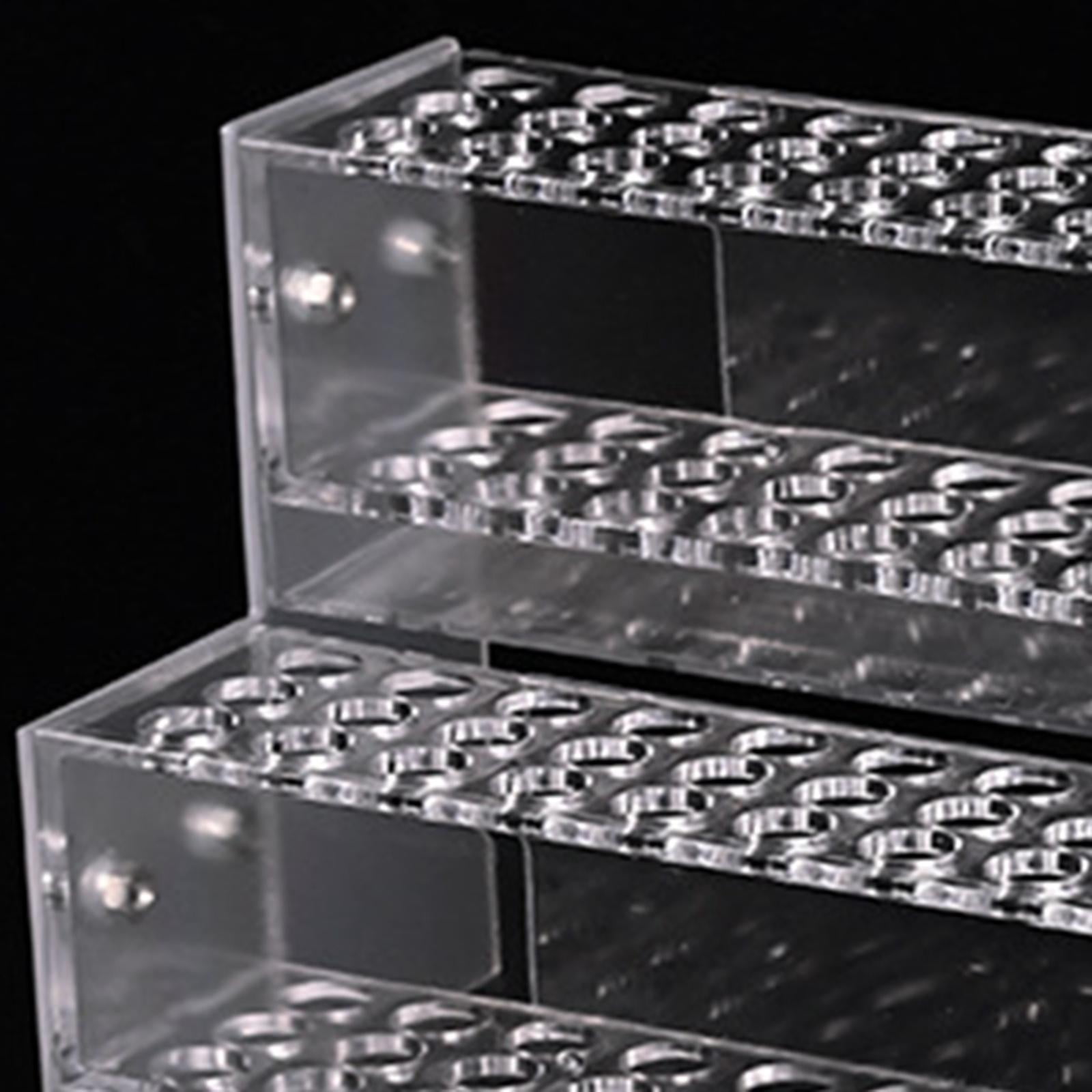 SunniMix Clear Pen Display Stand Multi Slots Pen Holder for Desk for Eyebrow Pens Colored 2 Layer 96 Holes