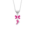 thumbnail image 2 of Delight Jewelry Silvertone 3-D Hot Pink Ice Skate Hot Pink Bow Heart Necklace, 2 of 4