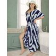 thumbnail image 2 of LEELA Women's Summer Maxi Nightdress Cover Up Gown Caftan Loungewear Dashiki House Dresses for Women 3X-4X Azure, Stripes, 2 of 5
