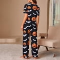 thumbnail image 4 of Halloween Pajamas Halloween Printed Short Sleeve Long Pants Pajamas for Women Set, 4 of 6
