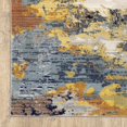 thumbnail image 3 of 2' X 8' Yellow Gold Blue Grey Brown And Beige Abstract Power Loom Stain Resistant Runner Rug, 3 of 5