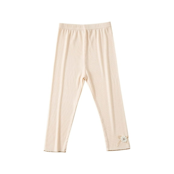 zbxnLI Toddler Girls Capri Leggings for Kids 3/4 Pants Girls Elastic Waist Cropped Leggings