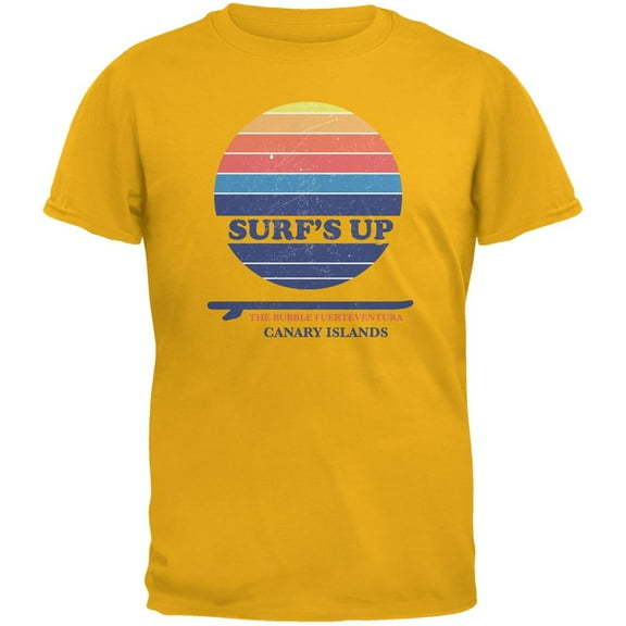 Surf's Up Canary Islands Beach Gold Adult T-Shirt - X-Large