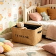 thumbnail image 6 of Beautynvta Foldable Storage Bin, Linen Fabric Storage Basket with Handles for Home, Office, Closet, 16x13x10.2 Inch, 6 of 6