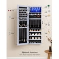 thumbnail image 3 of 6 LEDs Mirror Jewelry Cabinet, Large Capacity Lockable Jewelry Armoire Organizer, Door or Wall Mounted Mirror with Jewelry Storage, Christmas Gifts,Grey, 3 of 16
