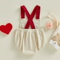 thumbnail image 4 of CAICJ98 My First Valentines Mom Day Baby Girl Outfit Heart Bubble Romper Cutest Little Valentines Newborn Overalls (6-12 Months,Beige), 4 of 7