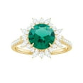 thumbnail image 4 of Rosec Jewels Nature Inspired Floral Ring, Created Emerald Ring with Moissanite Halo - 3.25 CT, 18K Yellow Gold, US 3.50, 4 of 9