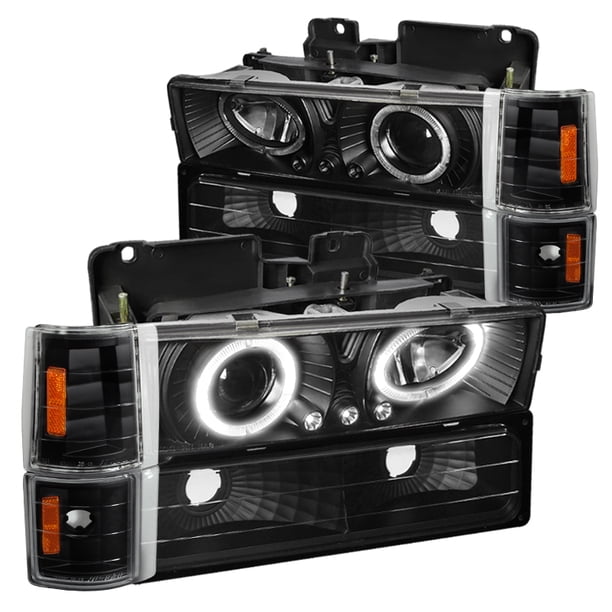 SpecD Tuning Black Housing Clear Lens LED Halo Projector Headlights