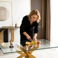 thumbnail image 4 of Noble House 39.37" Rectangular Clear Tempered Glass Coffee Table,Gold, 4 of 10