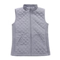thumbnail image 1 of Bienzoe Women Casual Quilted Sleeveless Light Weight Vest Stretch Rib Gray S, 1 of 5