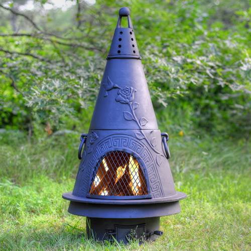 Outdoor Chiminea Fireplace Garden in Charcoal Finish (Without Gas) by The Blue Rooster