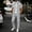 Gray, variant on Mens Summer Waffle Knit 2 Piece Set Casual Outfits Button Down Short Sleeve Shirt & Loose Cargo Pants Tracksuit Walking Suits White