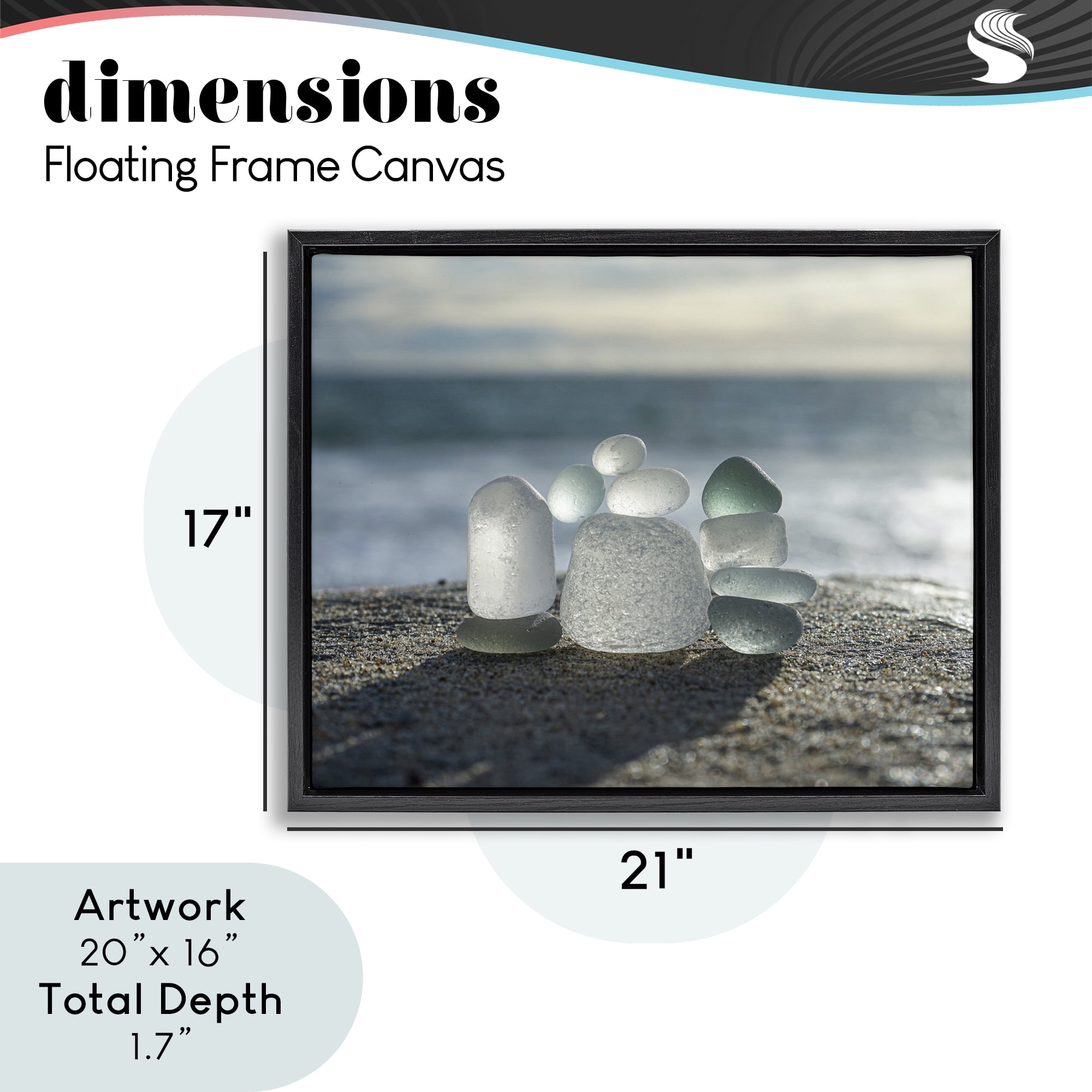 Stupell Industries Balancing Sea Glass Pebbles Black Framed Floater Canvas Wall Art, design by LMarie Allen