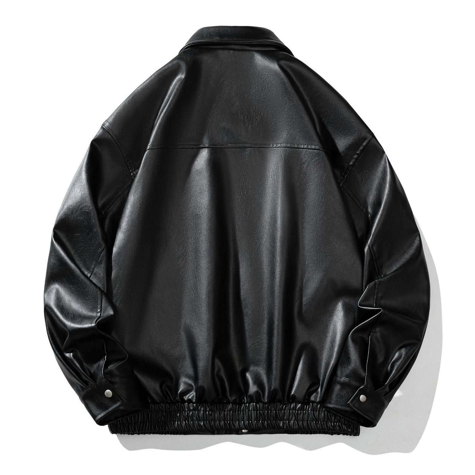 Miluxas Men's Leather Classic Jacket Mens Leather coat with Zip Out Black 16(XXXXL)