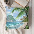 thumbnail image 3 of Graphic Beach Decorative Throw Pillow Case Seaside Landscape with Flying Seagulls Tropical Trees and Rippling Ocean, Cushion Cover for Couch Living Room Car,  Multicolor, 3 of 5
