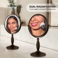 thumbnail image 6 of OVENTE 8'' Tabletop Makeup Mirror with 1X/7X Magnification, 360° Swivel Design and Double-Sided Free-Standing Vanity Mirror Perfect for Dresser, Bedroom and Office Desk, Antique Bronze MNLAT80ABZ1X7X, 6 of 9