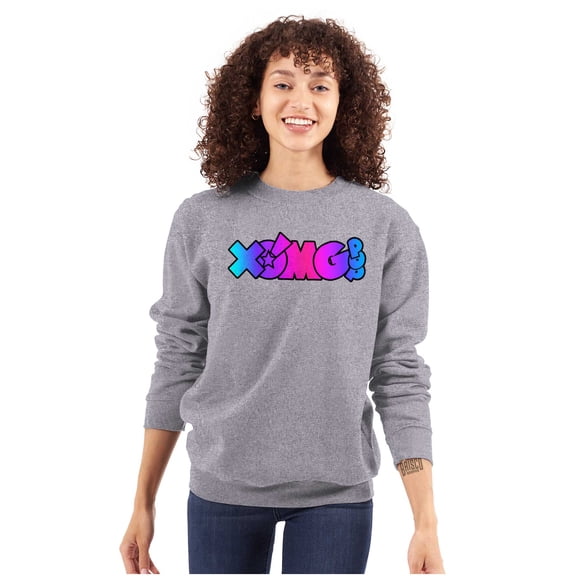 XOMG POP Neon Glow Rainbow Logo Women Crewneck Sweatshirt Brisco Brands S