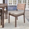 thumbnail image 3 of Martha Stewart Indoor-Outdoor Stackable Patio Dining Chair with Brown Brushed Woodgrain Aluminum Finish and Cream All-Weather Seat Cushion, 3 of 13