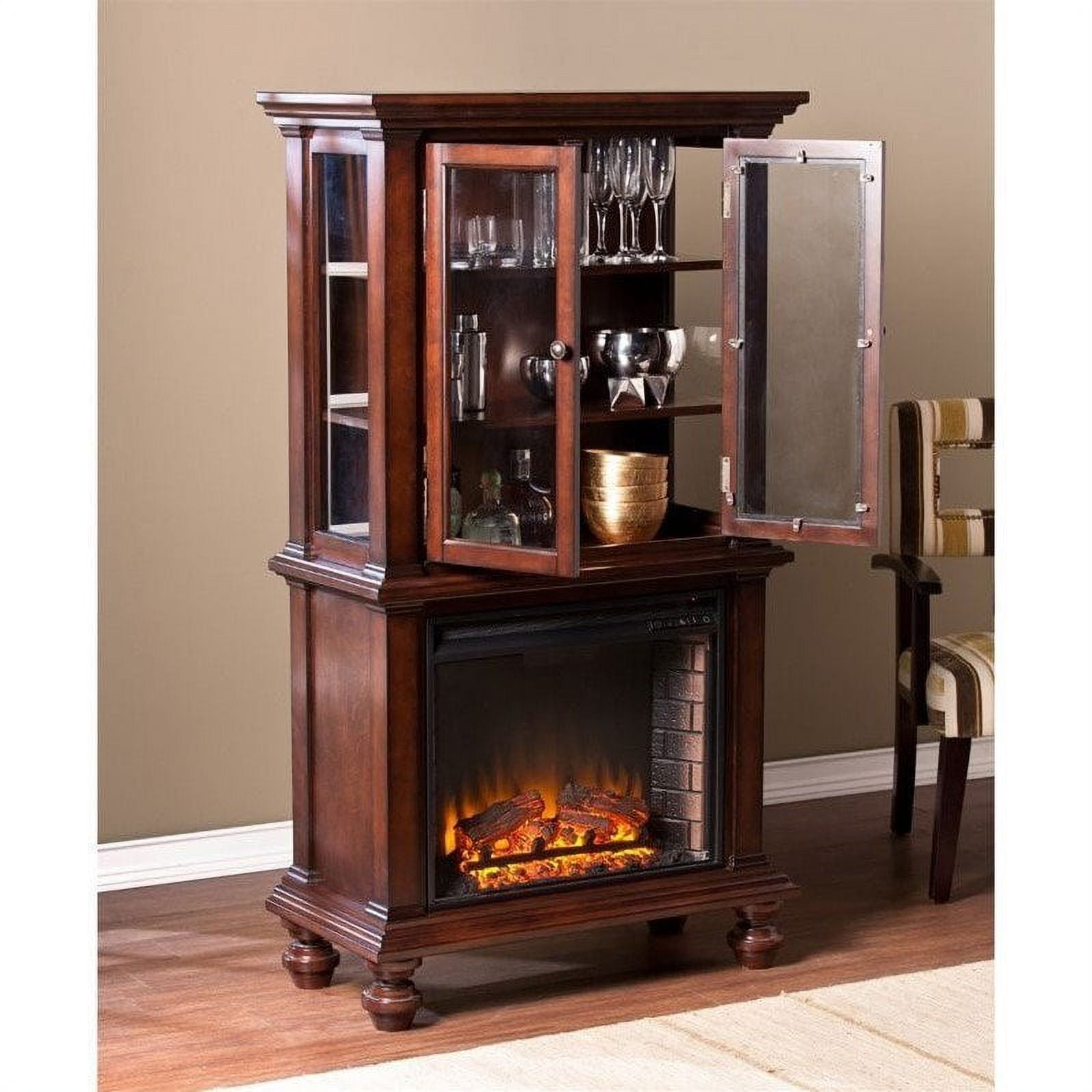 Southern Enterprises Townsend Curio Cabinet with Fireplace in