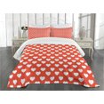 thumbnail image 3 of Ambesonne Valentine's Day Quilted Bedspread Set 3 Pcs, White Hearts Love, King Size, Vermilion White, 3 of 5