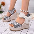 thumbnail image 4 of Miqool Women's Platform Wedge Heel Summer Casual Chic Peep Toe Open Toe Sequin Bowknot Thick Sole Fish Mouth Dress Shoes, 4 of 9