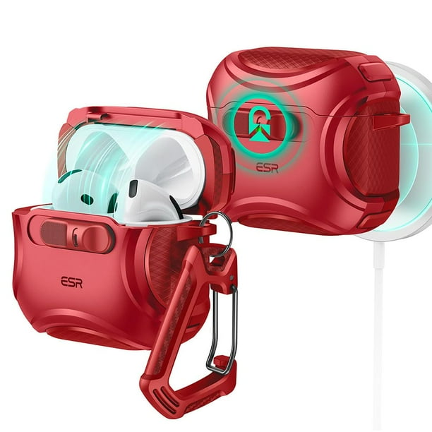 Funda para AirPods 4 ESR HaloLock a prueba de caídas con MagSafe Red