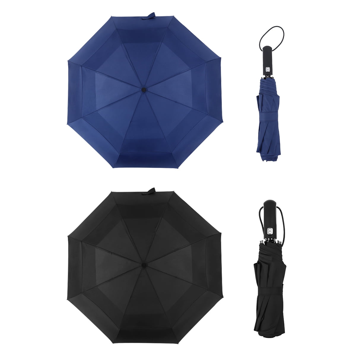Kepooman 2 PACKS Compact Travel Umbrella - Portable Folding Windproof Umbrella - Auto Open and Close Button, Black & Navy blue Kepooman 2 PACKS Compact Travel Umbrella - Portable Folding Windproof Umbrella - Auto Open and Close Button, Black & Navy blue