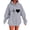 Gray, variant on Women's Heart Printed Hoodies Drawstring Long Sleeve Sweatshirts Loose Pullover Tops with Pockets Ndbuld Fashion Casual Ladies Printed Long Sleeve Tops Blouse Hooded Sweatshirts A Black XL
