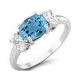 thumbnail image 2 of 1.50 Cts Swiss Blue Topaz 925 Sterling Silver Three-Stone Past, Present and Future Ring, 2 of 3