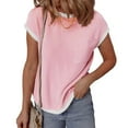thumbnail image 2 of Xmyrz T Shirts For Women Commuting Solid V Neck Loose Pullover Short Sleeve Versatile Casual Tops Casual Blouses, 2 of 5
