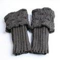 thumbnail image 4 of Resicozy Boot Socks for Women Winter Warm Cable Knit Boot Cuffs Solid Short Leg Warmers Boot Gifts Dark Gray, 4 of 5