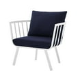thumbnail image 3 of Lounge Sectional Sofa Chair Set, Aluminum, Metal, Steel, White Blue Navy, Modern Contemporary Urban Design, Outdoor Patio Balcony Cafe Bistro Garden Furniture Hotel Hospitality, 3 of 10