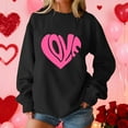 thumbnail image 2 of Enjoytime Valentine Sweatshirt for Women Lover Heart Printed Long Sleeve Tops Lightweight Fashion Casual Crew Neck Sweatshirts Black L, 2 of 8