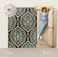 thumbnail image 4 of Maples Rugs Vivian Transitional Medallion Persian Blue Non Slip Indoor Area Rug, 5' x 7', 4 of 8