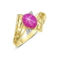 thumbnail image 3 of RYLOS Rings for Women 14K Gold Plated Silver Greek Key Designer Ring 9X7MM Gemstone & Diamond Ring Star Ruby Jewelry Size 8, 3 of 7
