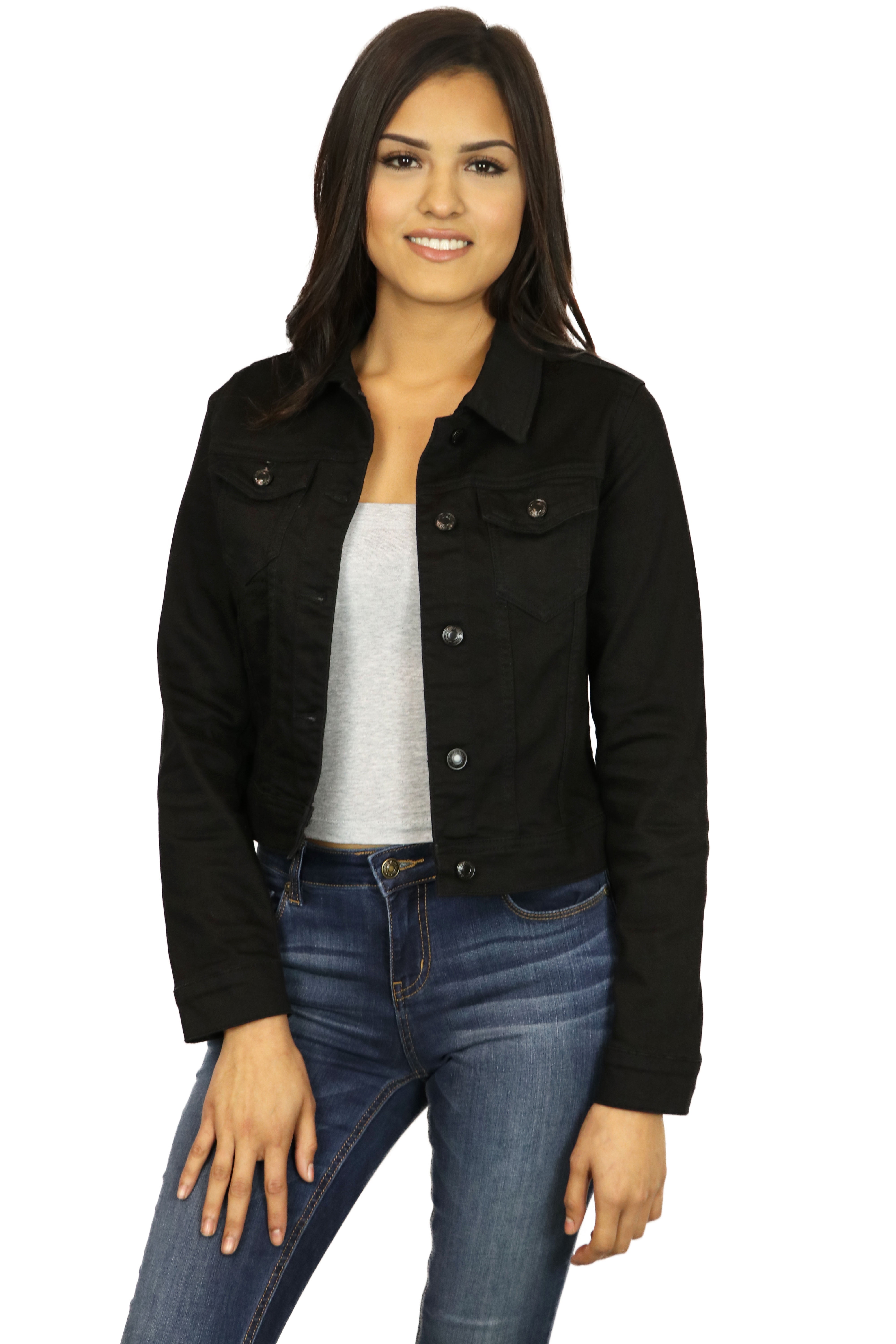 Design by Olivia Womens Classic Casual Vintage Blue Stone Washed Denim Jean Jacket Dark Denim M
