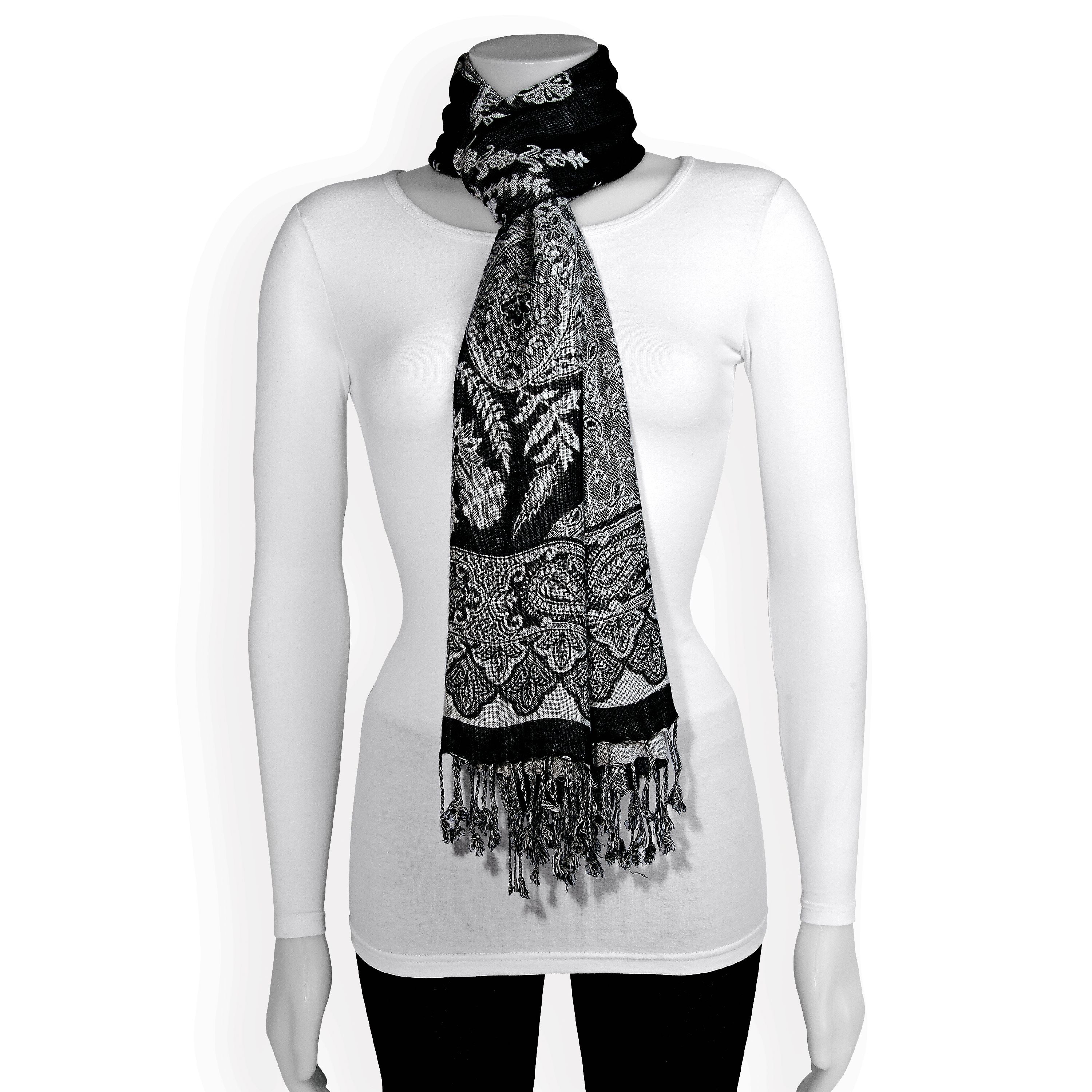 Closeouts - Black/White Paisley Fashion Scarf GM13095 - Walmart.com ...