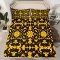 thumbnail image 2 of jejeloiu Vintage Baroque Flower Bed Sheets,Gothic Damask King Sheets,Orange Black Sheet Set For Adults,Microfiber Bedroom Decor,4pcs, 2 of 7
