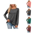 thumbnail image 1 of Chemises à Manches Longues pour Femmes Printemps 2026 Mode Col Rond Manches Raglan Coupe Décontractée T-Shirt Basique, 1 of 5