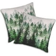 thumbnail image 2 of Set of 2 Throw Pillow Covers Soft Green Trees Pillow Cases 18x18 Inch Watercolor Foggy Forest Modern Home Decor Pillow Covers for Couch Bed Sofa, 2 of 6