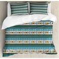 thumbnail image 1 of Afghan King Size Duvet Cover Set, Tribal Illustration of Geometric Shapes Rhombuses Stripes Middle Eastern Pattern, Decorative 3 Piece Bedding Set with 2 Pillow Shams, Multicolor, by Ambesonne, 1 of 3